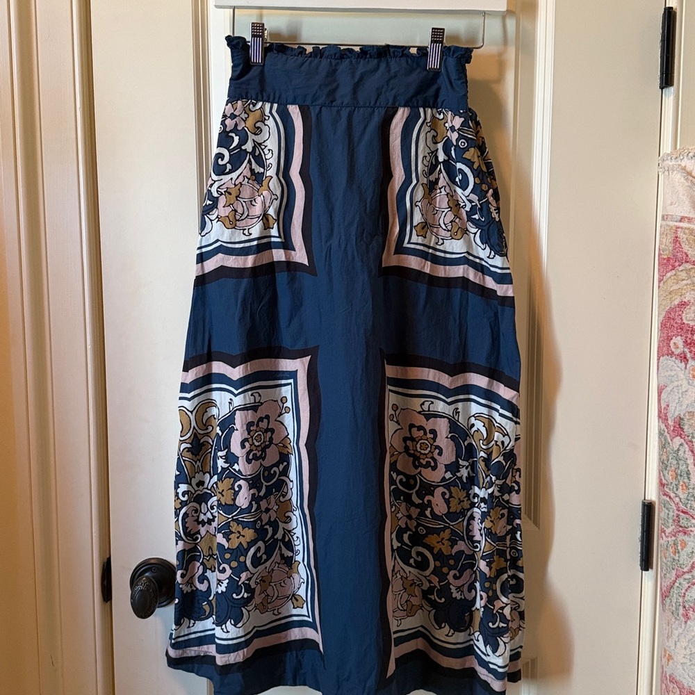 Cleobella Navy and Cream Maxi Skirt